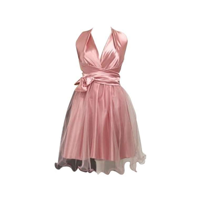 Rochie Versatila Scurta Din Satin Si Tulle Cu Bordura De Guta Pentru