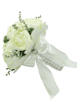 Buchet mireasa cu flori de matase, alb – ILIF301004