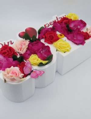 Aranjament cadou cu flori de sapun, Din inima pentru sotie – ILIF203001