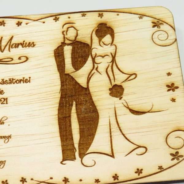 Invitatii nunta sau botez din lemn gravate laser 23h Events 31