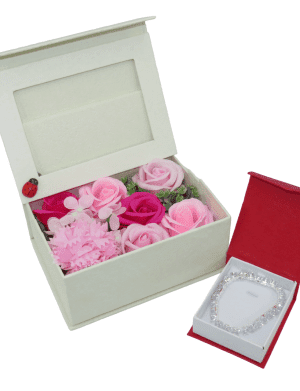 Set cadou cu aranjament floral & bijuterii – ILIF302046