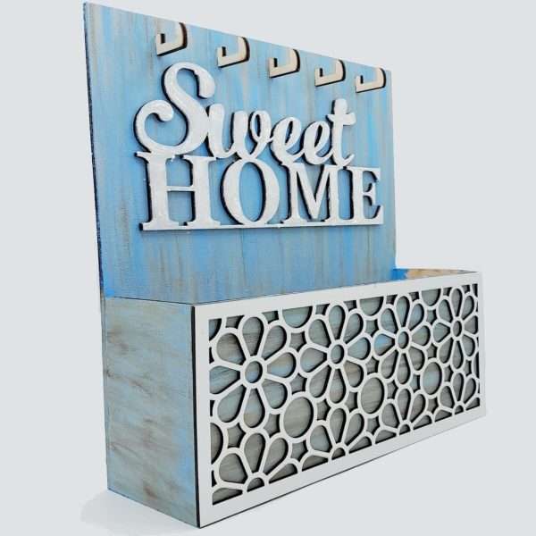 Cuier pentru chei Sweet Home bleu cu alb FEIS211004 1