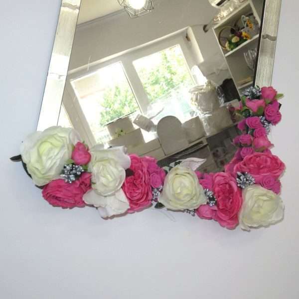 Oglinda miresei lucrata cu flori de matase ILIF306024 5