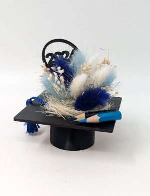 Mini tocă decorată cu flori uscate, albastru – DSPH404003