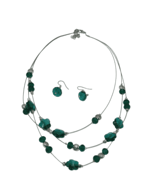 Set bijuterii mireasa colier cercei verde ILIF303023 1 1