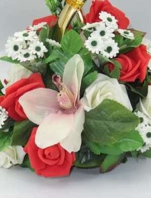 Decor masina pentru nunta, verighete decorate cu flori – ILIF208023