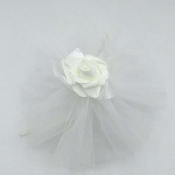 Decor masina pentru nunta floare cu tulle alb ILIF305083 2