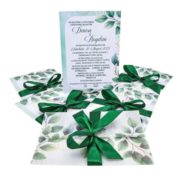 invitatie nunta frunze verzi calc printat vellum 2 Custom