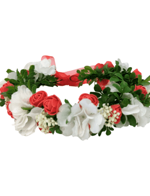 Coronita din flori de matase si spuma, rosu-alb – DSPH306004