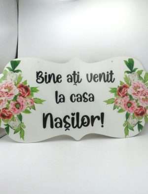 Pancartă nuntă Bine ați venit la casa Nașilor, 66,5x31cm – ILIF310030