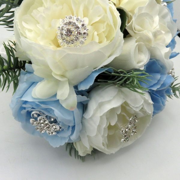 Buchet mireasa iarna, Flori de Gheata, alb bleu ILIF311035 (8)