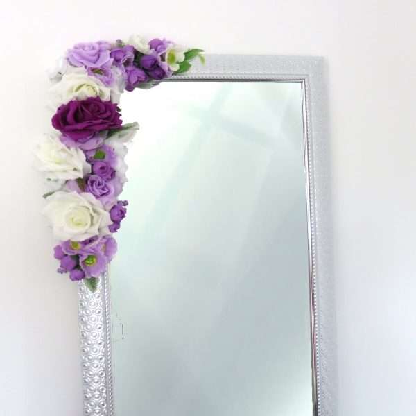 Oglinda miresei lucrata cu flori de matase, mov ILIF404022 (3)