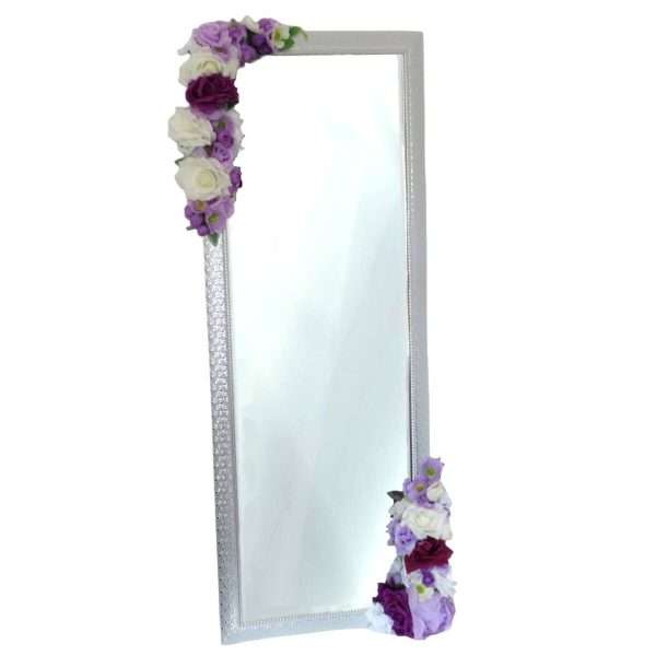 Oglinda miresei lucrata cu flori de matase, mov ILIF404022 (4)