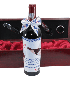 Cadou, sticla de vin cu cutie, La multi ani, Nasu – ILIF303077
