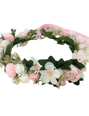 Coronita din flori de matase si spuma, alb-roz – DSPH305002