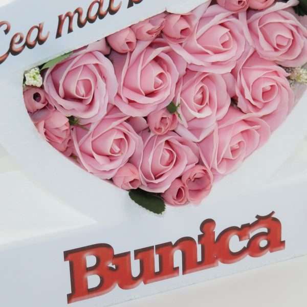 Aranjament cadou Bunica cu trandafiri roz de sapun ILIF302034 4