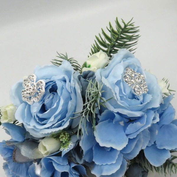 Buchet mireasanasa iarna, Flori de Gheata, bleu alb ILIF311034 (23)