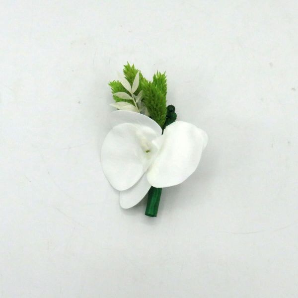 Cocarda de pus in piept, orhidee de silicon, alb verde ILIF311014 (1)
