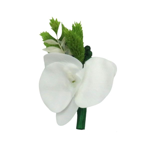 Cocarda de pus in piept, orhidee de silicon, alb verde ILIF311014 (2)