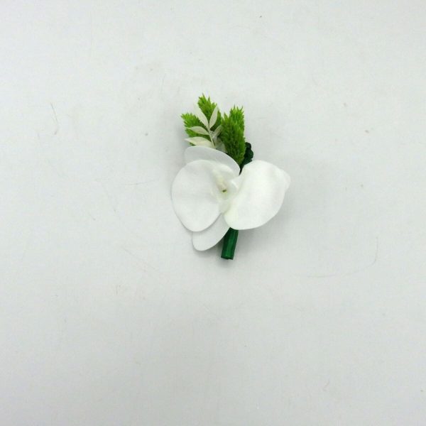 Cocarda de pus in piept, orhidee de silicon, alb verde ILIF311014 (3)