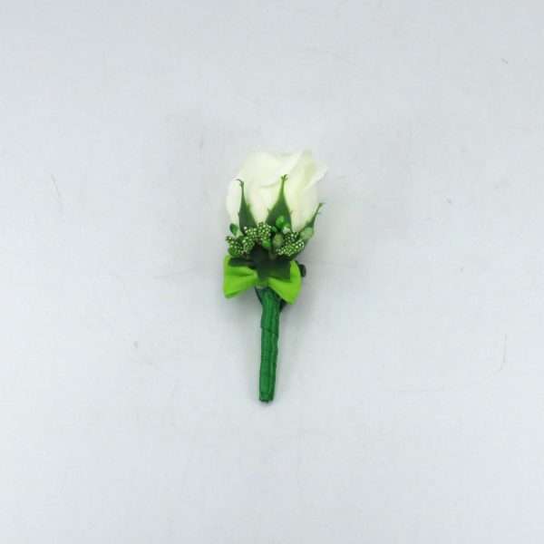 Cocarda de pus in piept cu trandafir de sapun, alb&verde ILIF403031 (2)