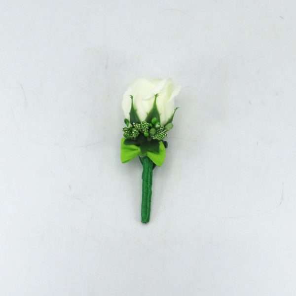 Cocarda de pus in piept cu trandafir de sapun, alb&verde ILIF403031 (3)
