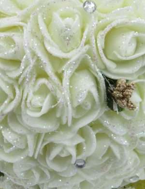 Buchet mireasa cu flori de spuma, alb-auriu – ILIF303082
