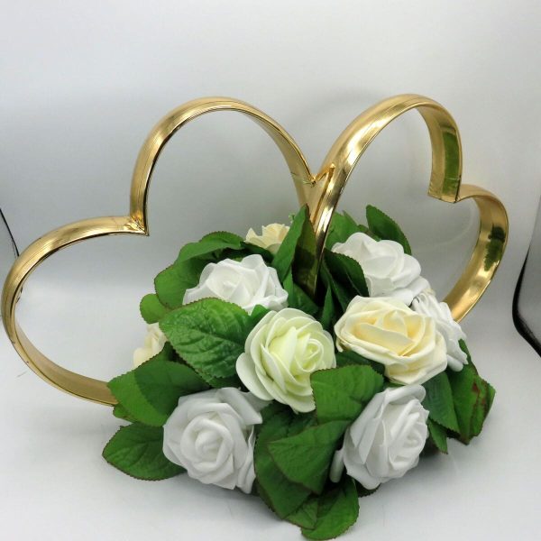 Decor masina pentru nunta, inimioare decorate cu flori ILIF310050 (1)