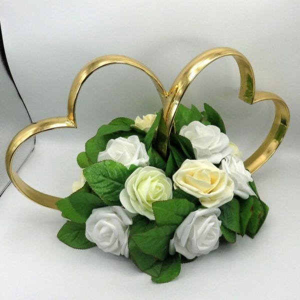 Decor masina pentru nunta, inimioare decorate cu flori ILIF310050 (2)