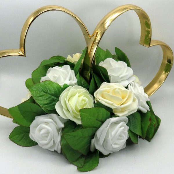 Decor masina pentru nunta, inimioare decorate cu flori ILIF310050 (5)