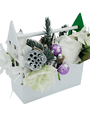 Aranjament floral de Craciun, verde-alb – FEIS210008