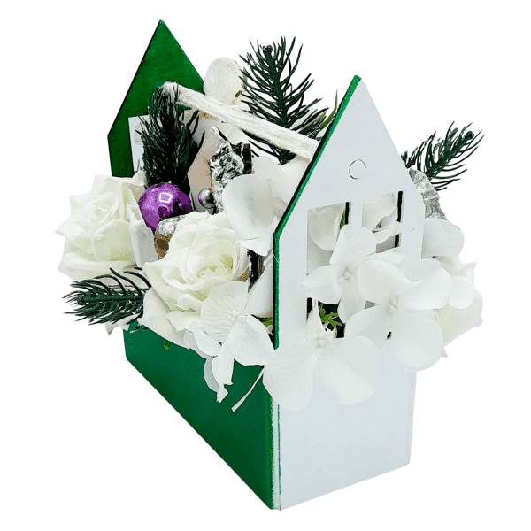 Aranjament floral de Craciun verde alb – FEIS210008 2