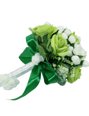 Buchet domnisoara de onoare, flori spuma&matase, alb-verde – ILIF303055