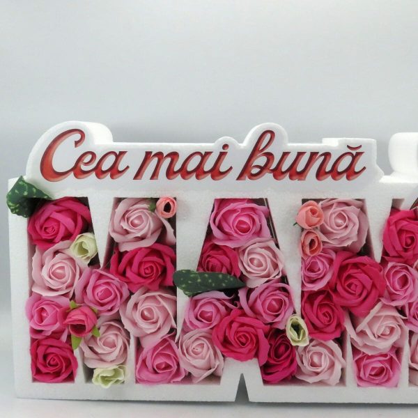 Aranjament cadou pentru mama, cu trandafiri de sapun roz ILIF311022 (1)