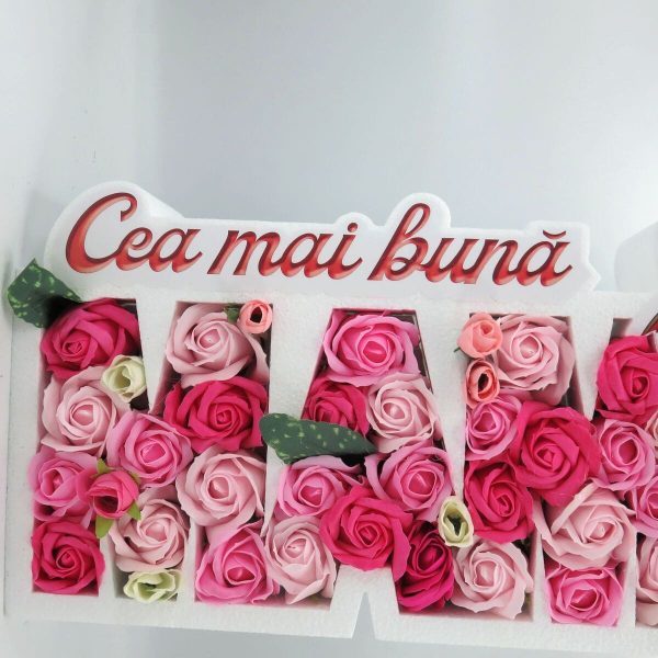 Aranjament cadou pentru mama, cu trandafiri de sapun roz ILIF311022 (4)