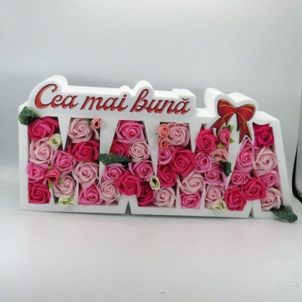 Aranjament cadou pentru mama, cu trandafiri de sapun roz ILIF311022 (7)