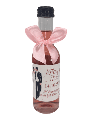 Marturie nunta Sticluta de Vin personalizata fundita roz ILIF306011 1