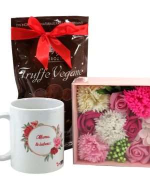 Set cadou pentru Mama: cana, aranjament floral si ciocolata – ILIF402017