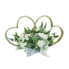 Decor masina pentru nunta inimioare decorate cu flori verde alb ILIF305059 1