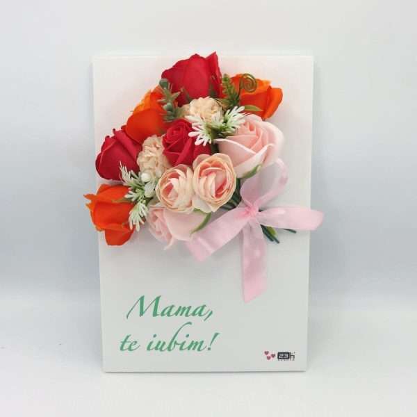 Cadou mama tablou tip aranjament floral cu trandafiri de sapun ILIF307172 3
