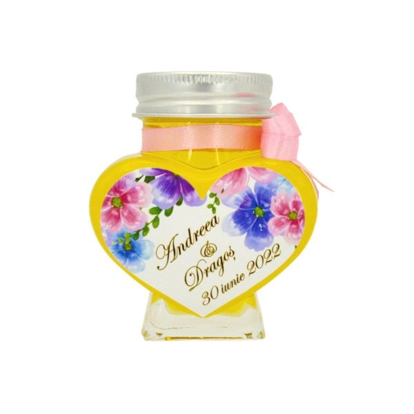 Marturii dulci cu miere, model handmade Iubire roz, borcan 90 gr DSBC310002 (2)