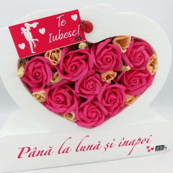 Aranjament cadou pentru iubita, cu trandafiri de sapun, Te Iubesc ILIF402008 (4)