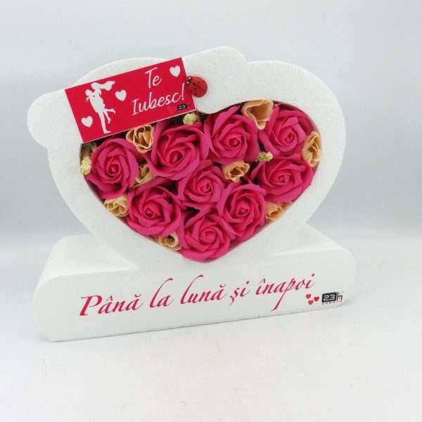 Aranjament cadou pentru iubita, cu trandafiri de sapun, Te Iubesc ILIF402008 (1)