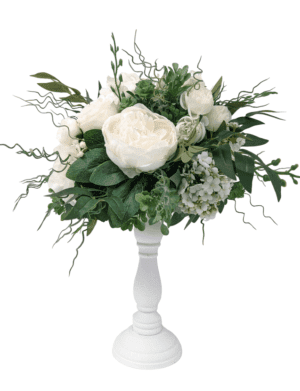Aranjament floral masa decor nunta cu flori de matase alb verde DSPH304001 1