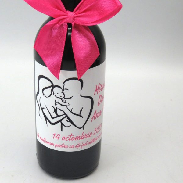 Marturie nunta, Sticluta de Vin personalizata, fundita roz ciclam ILIF310024 (6)