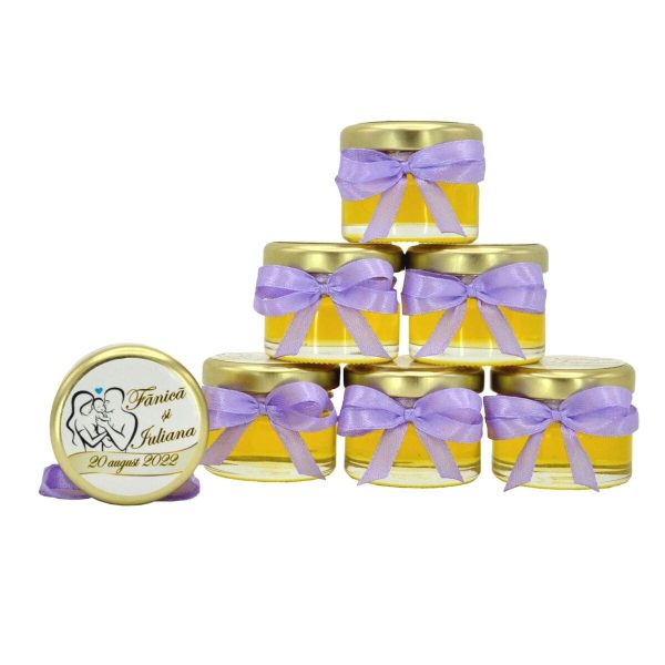 Marturii dulci cu miere, model handmade Iubire lila, borcan 30 gr DSBC310001 (4)