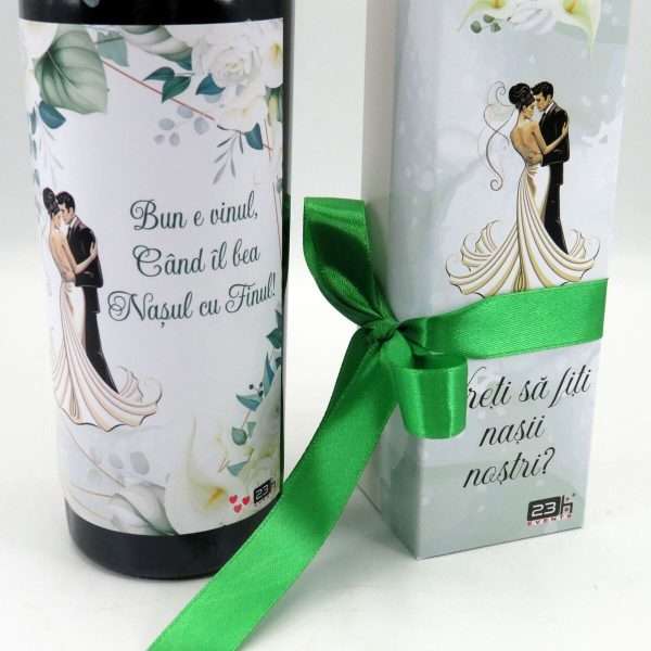 Cadou Cerere Nasi Cununie sticla vin personalizata & cutiuta cadou ILIF402009 (2)