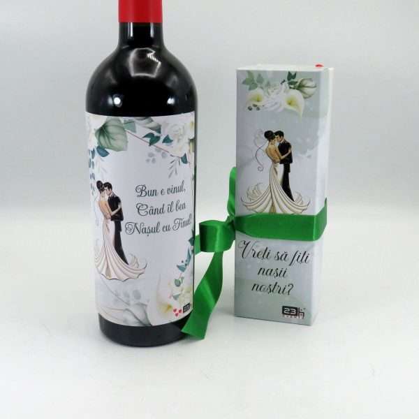 Cadou Cerere Nasi Cununie sticla vin personalizata & cutiuta cadou ILIF402009 (3)