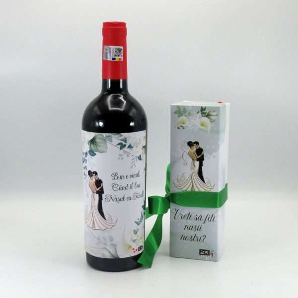 Cadou Cerere Nasi Cununie sticla vin personalizata & cutiuta cadou ILIF402009 (4)