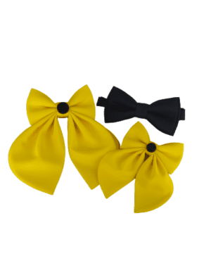 Set 3 papioane Gina, culoarea galben si negru, georgette si satin de matase, IFCJ203017
